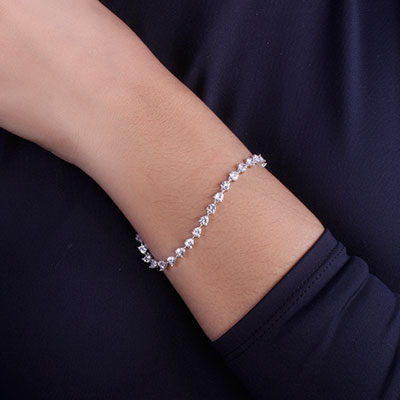 Pulseira de Prata Coração - 66113