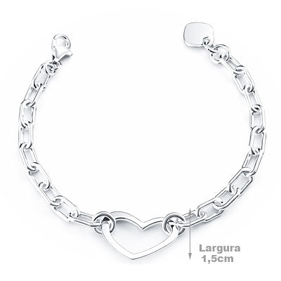 Pulseira de Prata Coração - 66121 - soprata