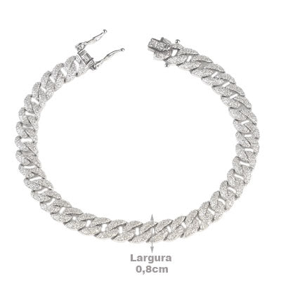 Pulseira de Prata Elo com Zircônias - 66125