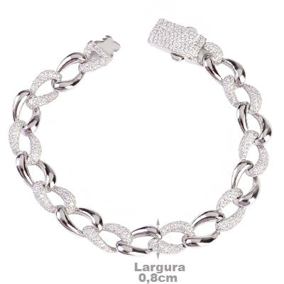 Pulseira de Prata Elo com Zircônias - 66126