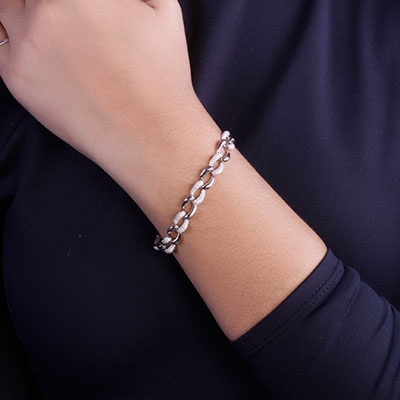 Pulseira de Prata Elo com Zircônias - 66126