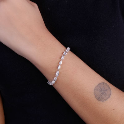 Pulseira de Prata com Zircônia - 66129