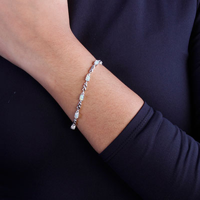 Pulseira de Prata com Opala - 66138