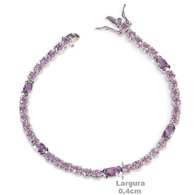 Pulseira de Prata com Ametista - 66160