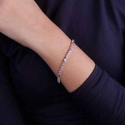 Pulseira de Prata com Ametista - 66160
