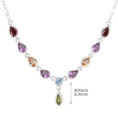 Gargantilha de Prata com Pedras - 66161