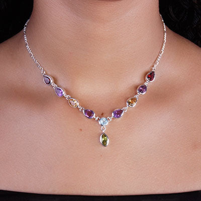 Gargantilha de Prata com Pedras - 66161