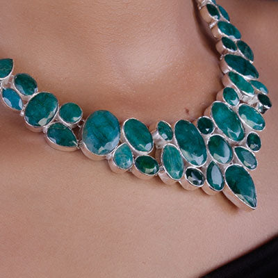 Gargantilha de Prata com Esmeralda - 66162