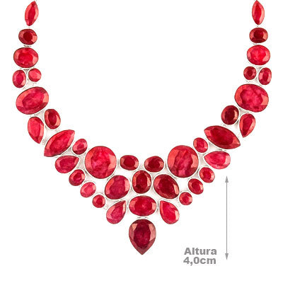 Gargantilha de Prata com Rubi - 66163