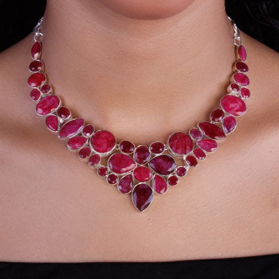 Gargantilha de Prata com Rubi - 66163