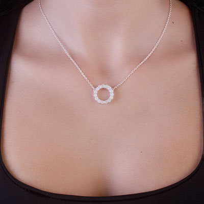 Gargantilha de Prata com Pedra da Lua - 66168 - soprata