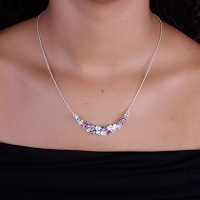 Gargantilha de Prata com Pedras - 66171