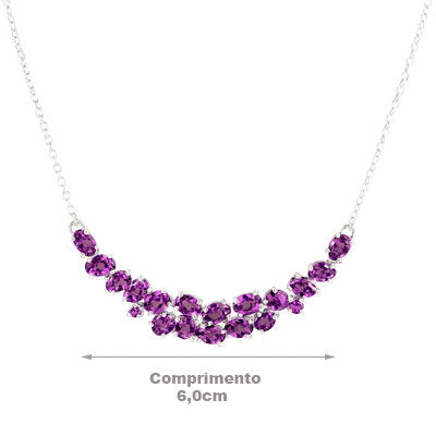 Gargantilha de Prata com Ametista - 66173