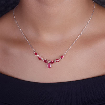 Gargantilha de Prata com Rubi - 66176