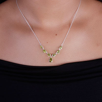 Gargantilha de Prata com Peridoto - 66178