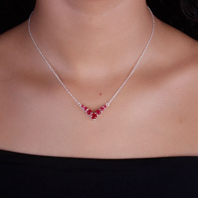 Gargantilha de Prata com Rubi - 66187