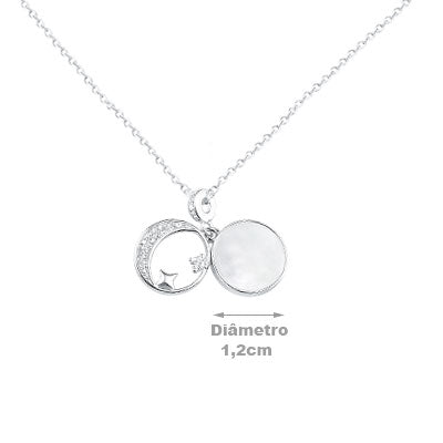 Gargantilha de Prata Lua e Estrela - 66189
