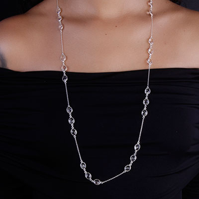 Gargantilha de Prata com Cristal - 66191