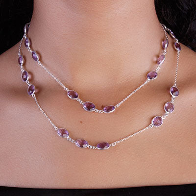 Gargantilha de Prata com Ametista - 66192