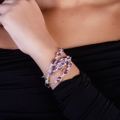 Gargantilha de Prata com Ametista - 66192