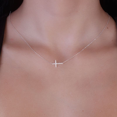 Gargantilha de Prata Cruz - 66195