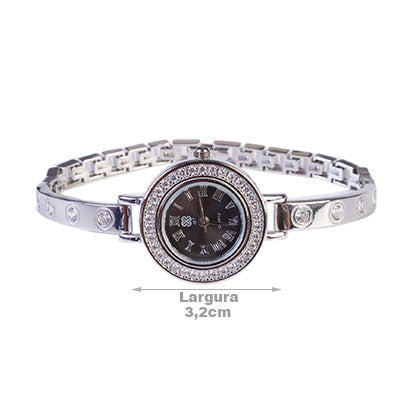 Relógio de Prata com Zircônias - 66218