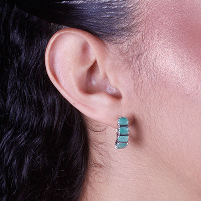 Argola de Prata com Esmeralda - 66338