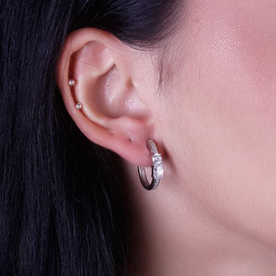 Argola de Prata com Zircônia - 66345