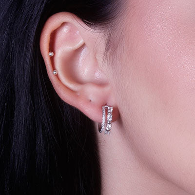 Argola de Prata com Zircônias - 66355