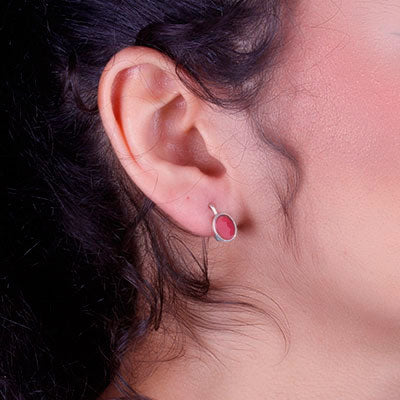 Argola de Prata com Rubi - 66370