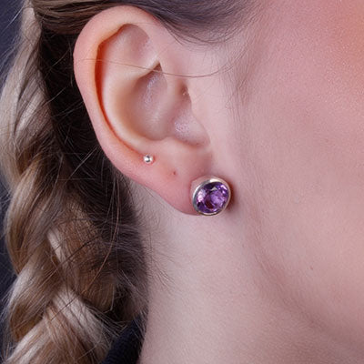 Brinco de Prata com Ametista - 66394