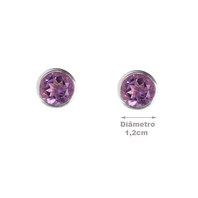 Brinco de Prata com Ametista - 66394