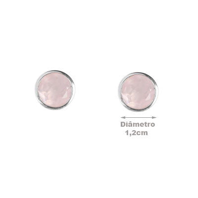 Brinco de Prata com Quartzo Rosa - 66395