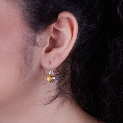 Brinco de Prata com Olho de Tigre - 66403