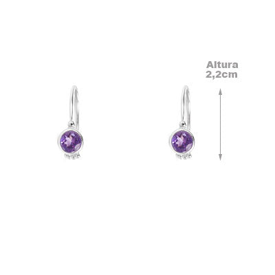 Brinco de Prata com Ametista - 66406