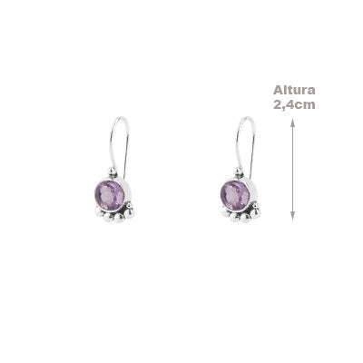 Brinco de Prata com Ametista - 66419