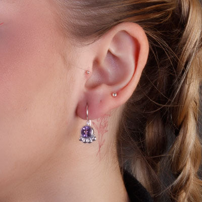 Brinco de Prata com Ametista - 66419