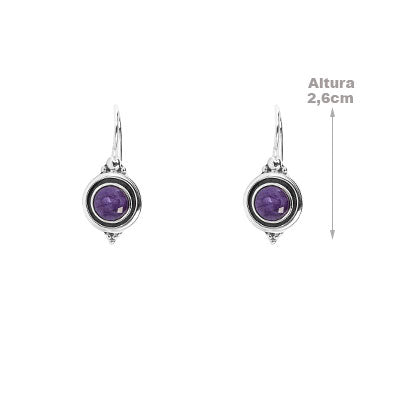 Brinco de Prata com Ametista - 66421