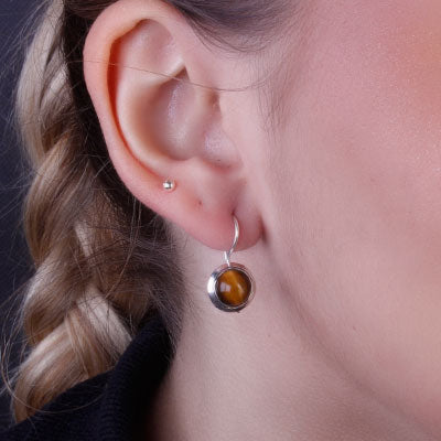 Brinco de Prata com Olho de Tigre - 66436