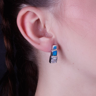 Brinco de Prata com Pedras - 66463