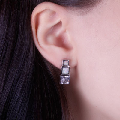 Brinco de Prata com Pedras - 66464