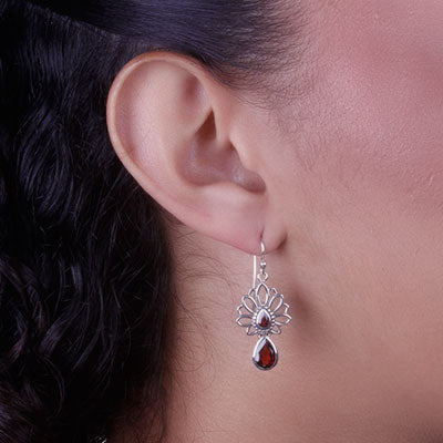 Brinco de Prata com Granada - 66483