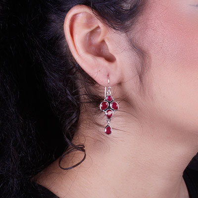 Brinco de Prata com Rubi - 66493