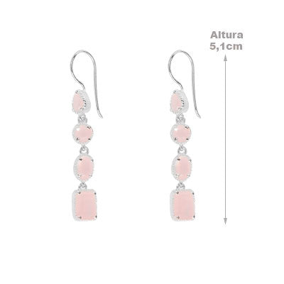 Brinco de Prata com Quartzo Rosa - 66523