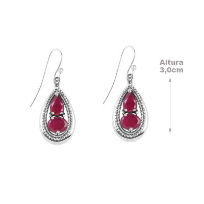 Brinco de Prata com Rubi - 66528