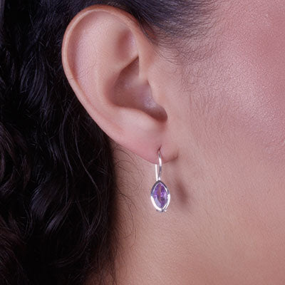 Brinco de Prata com Ametista - 66530