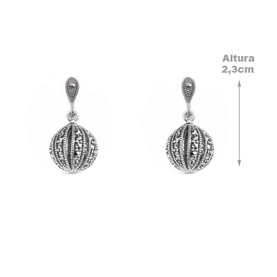 Brinco de Prata Bola Marcassitas - 66563