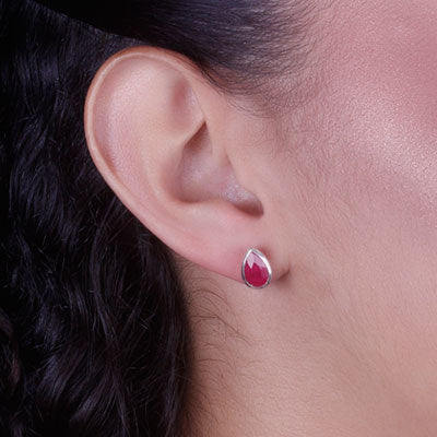 Brinco de Prata com Rubi - 66582 - soprata