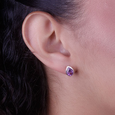 Brinco de Prata com Ametista - 66584