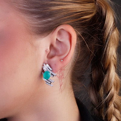 Brinco de Prata com Pedras - 66623